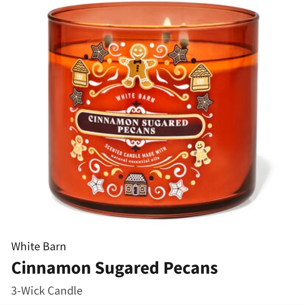 🛍BOGO 50% OFF🤎🕯NWT‼️ White Barn "Cinnamon Sugared Pecans" 3-wick Candle - Picture 6 of 10